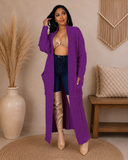 Set The Tone Open Long Knit Pocket Cardigan