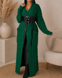 Set The Tone Open Long Knit Pocket Cardigan