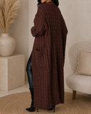 Set The Tone Open Long Knit Pocket Cardigan