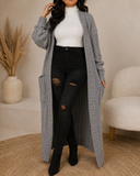 Set The Tone Open Long Knit Pocket Cardigan