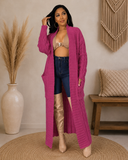 Set The Tone Open Long Knit Pocket Cardigan