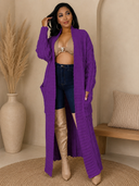 Set The Tone Open Long Knit Pocket Cardigan