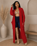 Set The Tone Open Long Knit Pocket Cardigan