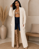 Set The Tone Open Long Knit Pocket Cardigan