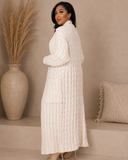 Set The Tone Open Long Knit Pocket Cardigan