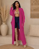 Set The Tone Open Long Knit Pocket Cardigan