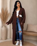 Set The Tone Open Long Knit Pocket Cardigan