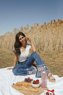 Peace Love and Embroidered Flared Denim Jeans-Jeans-Rae Collective, Women's Online Fashion Boutique Located in Phoenix, Arizona (Scottsdale Area)