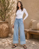 Skyline Cuffed Super High Rise Baggy Wide Jeans