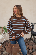 Coastal Rhythm Contrast Stripe Knit Sweater