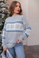 Let It Snow Snowflake Mock Neck Sweater – Cozy Winter Knit
