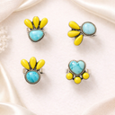 Turquoise & Yellow Stone Floral Statement Ring