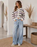Stripe Button Up Sweater