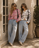 Stripe Button Up Sweater