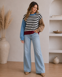 Striped Patchwork Knit Sweater