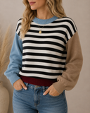 Striped Patchwork Knit Sweater