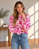 Serenity Bloom: Floral Flounce Sleeve Blouse (2 Colors)