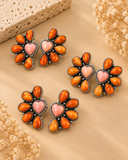 Sunset Daisy Orange & Pink Floral Earrings