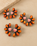Sunset Daisy Orange & Pink Floral Earrings