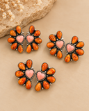 Sunset Daisy Orange & Pink Floral Earrings