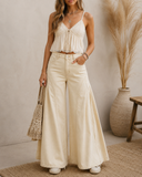 Super Wide Leg Mid Rise Pants