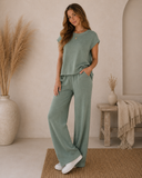 Sweater Rolled Sleeve Top & Long Pants Set