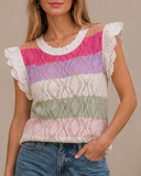 Sweet Thing Colorblock Knit Scallop Edge Sweater Vest