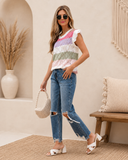 Sweet Thing Colorblock Knit Scallop Edge Sweater Vest