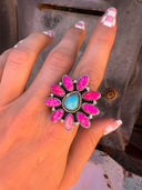 Barbie's Boho Collection One Of A Kind Neon Pink Opal & Turquoise Rings-Rae Collective, Women's Online Fashion Boutique Located in Phoenix, Arizona (Scottsdale Area)