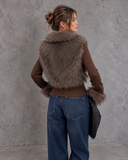 Valencia Luxe Faux Fur Collar Ribbed Zip-Up Jacket