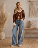 The Cove Ribbed Contrast Button Up Sweater