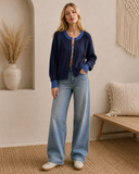 The Cove Ribbed Contrast Button Up Sweater