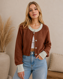 The Cove Ribbed Contrast Button Up Sweater