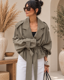 Tie Waist Cropped Trench Jacket