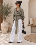 Tie Waist Cropped Trench Jacket