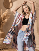 Tie Dye with Ethnic Border Motif Kimono