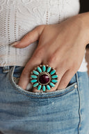 Turquoise Sunburst Statement Ring S.No 1 - NATIVE AMERICAN MADE