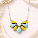 Turquoise & Yellow Fan Drop Statement Necklace