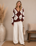 Twilight Flora Harlequin Button Cardigan