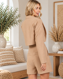 Twill Cropped Single Button Blazer