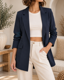 Twill Flap Pocket Long Blazer