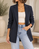 Twill Flap Pocket Long Blazer