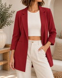 Twill Oversized Cropped Sleeve Blazer