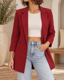 Twill Oversized Cropped Sleeve Blazer