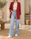Twill Oversized Cropped Sleeve Blazer