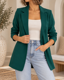 Twill Oversized Single Button Blazer Jacket