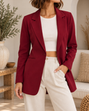 Twill Oversized Single Button Blazer Jacket