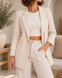 Twill Oversized Slant Pocket Blazer