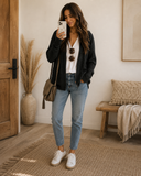 Two Toned Waffle Knit Cardigan | S-2X