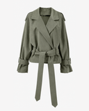 Tie Waist Cropped Trench Jacket